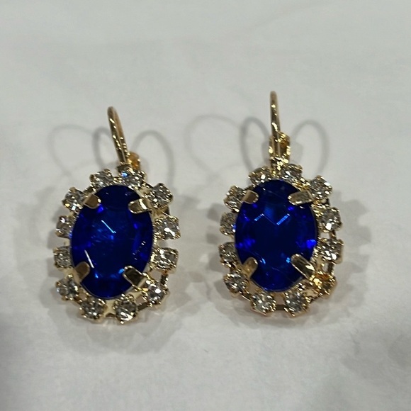 Fashion Statement Blue and Gold Earrings - Picture 1 of 4